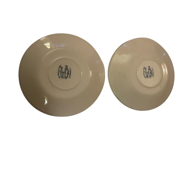 Royal Staffordshire Clarice Cliff Tonquin Saucers 6” Set Of 2 Blue - Picture 3 of 5